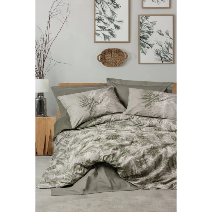 Dual Çift Kişilik Nevresim Takımı Frond Haki