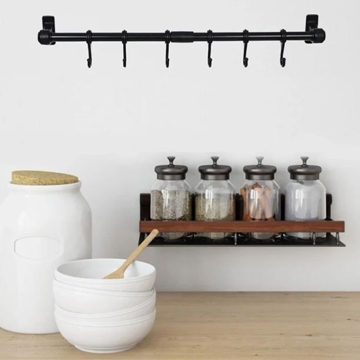 Duvara Monte Edilen 6 Kancalı Dekor Kaşıklık Ve Kupa Askısı