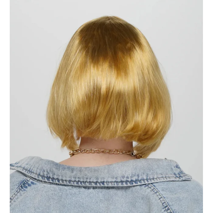 Düz Kesim Küt Parti Peruğu Altın Renk