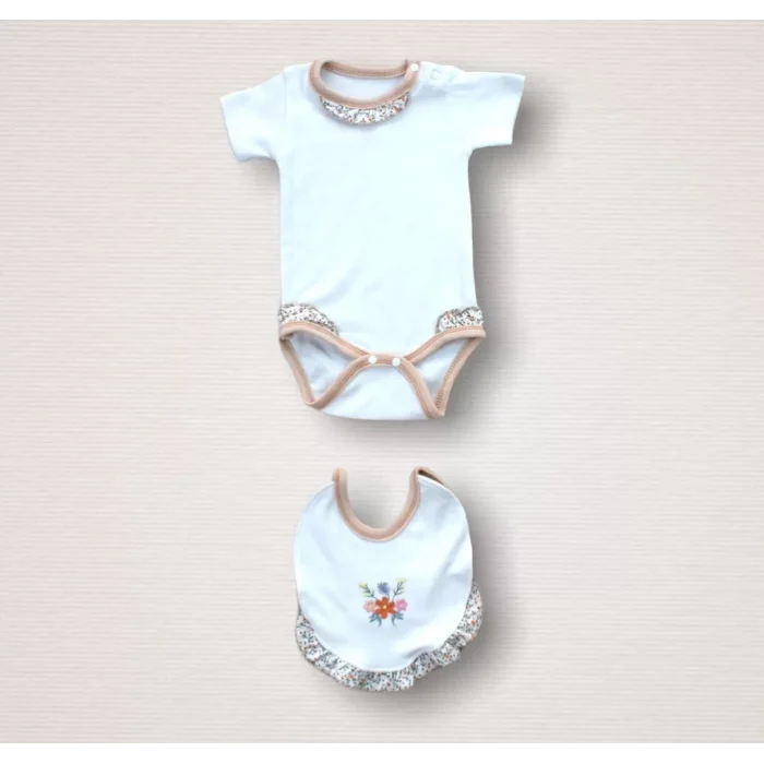 Luz&Pos Erguvan Taç Nakışlı  Kız Bebek 10lu Zıbın Takımı Hastane Çıkışı Turuncu