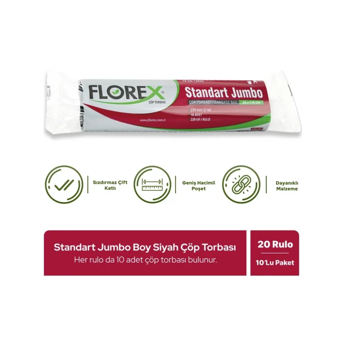 Florex Standart Jumbo Çöp Poşeti 80x110 cm 10lu
