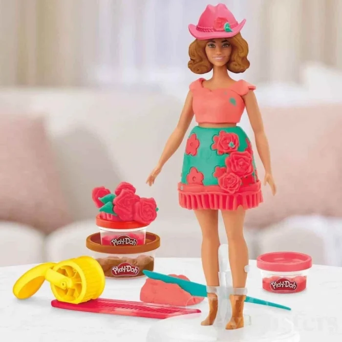 G1360 Barbie Çiçek Desenleri ve Püsküller Hamur Oyun Seti +3 yaş