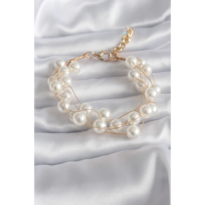 Gold Renk İnci Model Kadın Bileklik