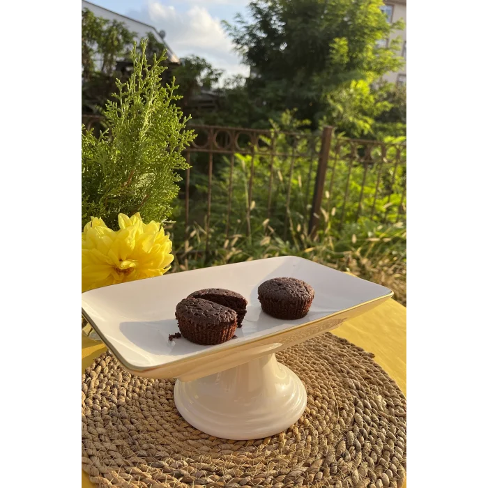 Ayaklı Çikolata Tabağı 28cm Beyaz Gold G2802