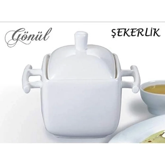 Porselen Şekerlik Kulplu 14,5-9,5-12,5 Cm