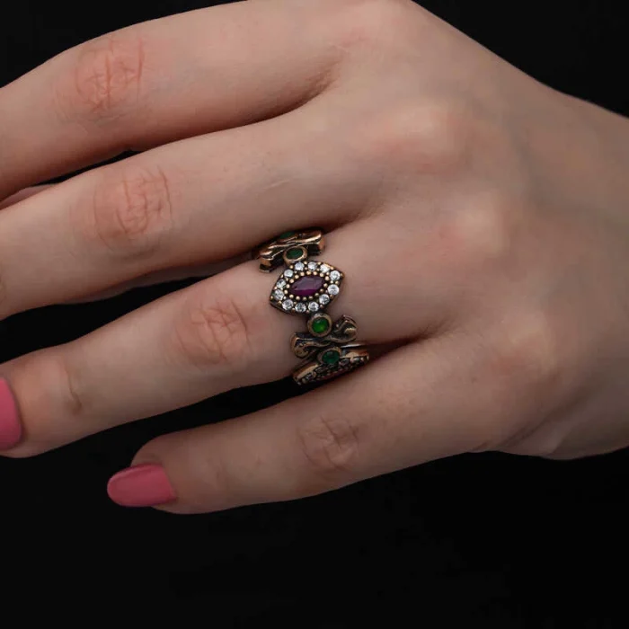 Luz&Pos Gümüş Ayarlanabilen Otantik Mekik Kadın Yüzük