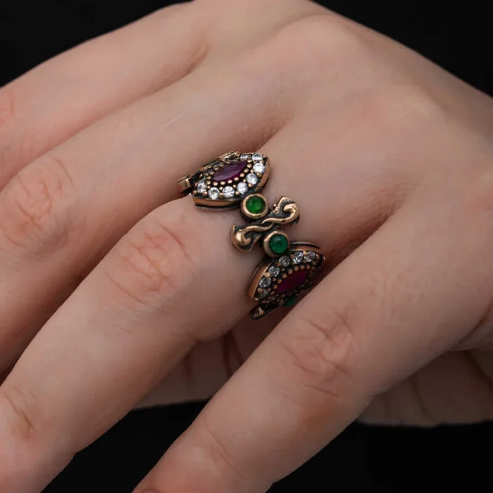 Luz&Pos Gümüş Ayarlanabilen Otantik Mekik Kadın Yüzük