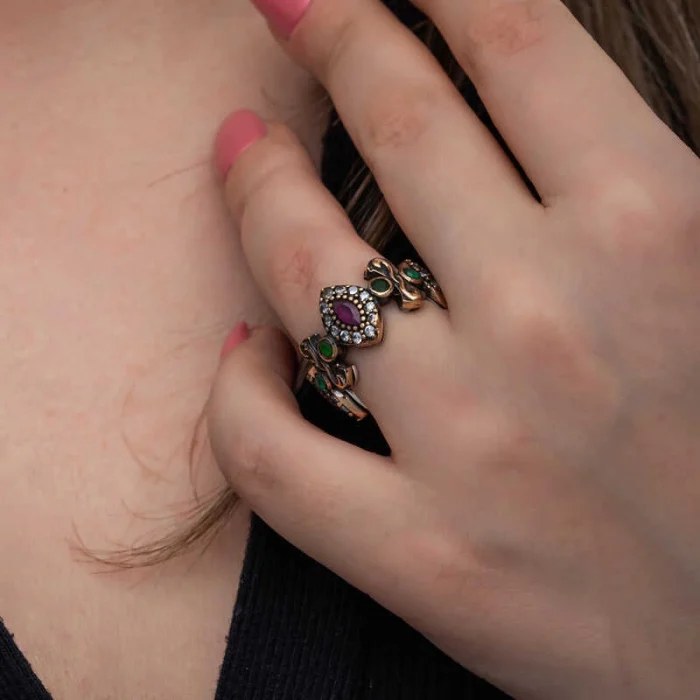 Luz&Pos Gümüş Ayarlanabilen Otantik Mekik Kadın Yüzük