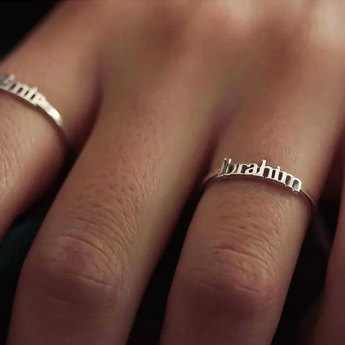 Luz&Pos Gümüş Kişiye Özel İsim Yazılabilen Bayan Yüzük