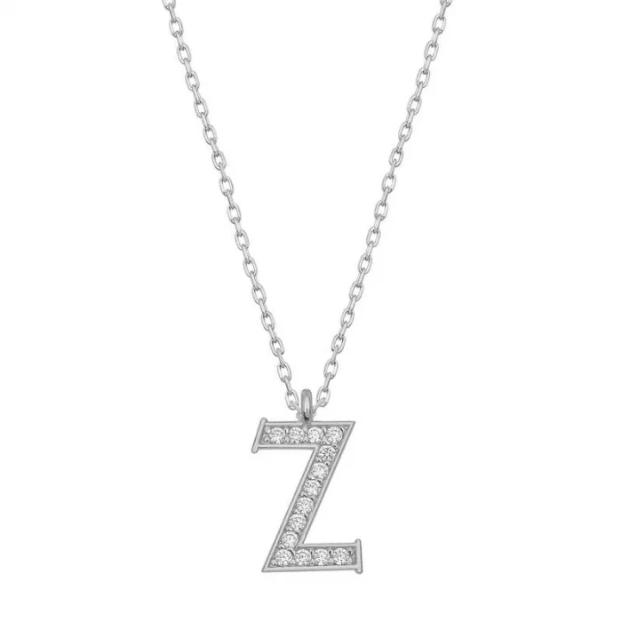 Luz&Pos Gümüş Rodyum Z Harfi Kadın Kolye