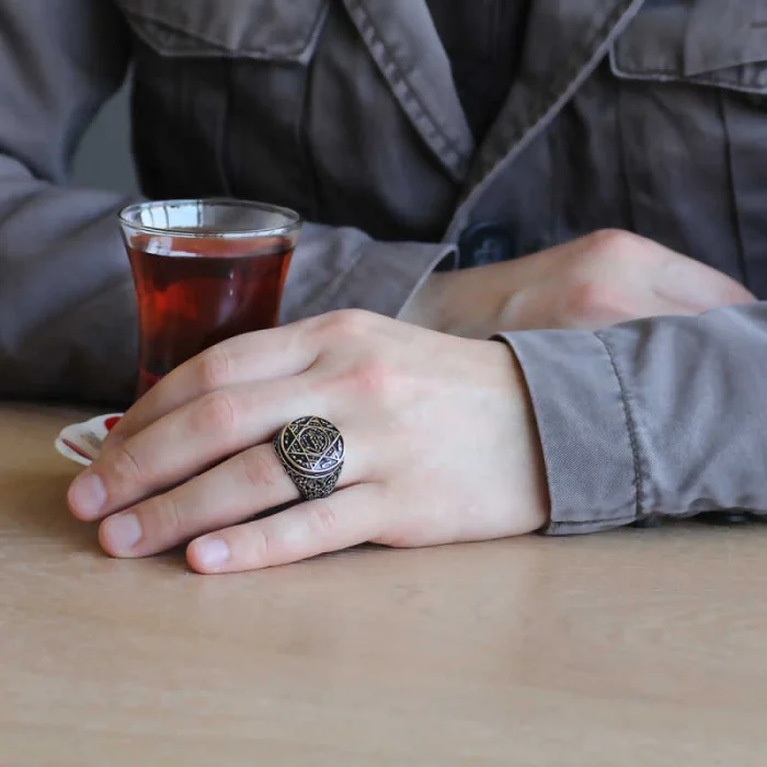 Luz&Pos Gümüş Süleyman Peygamber Mührü Erkek Yüzük