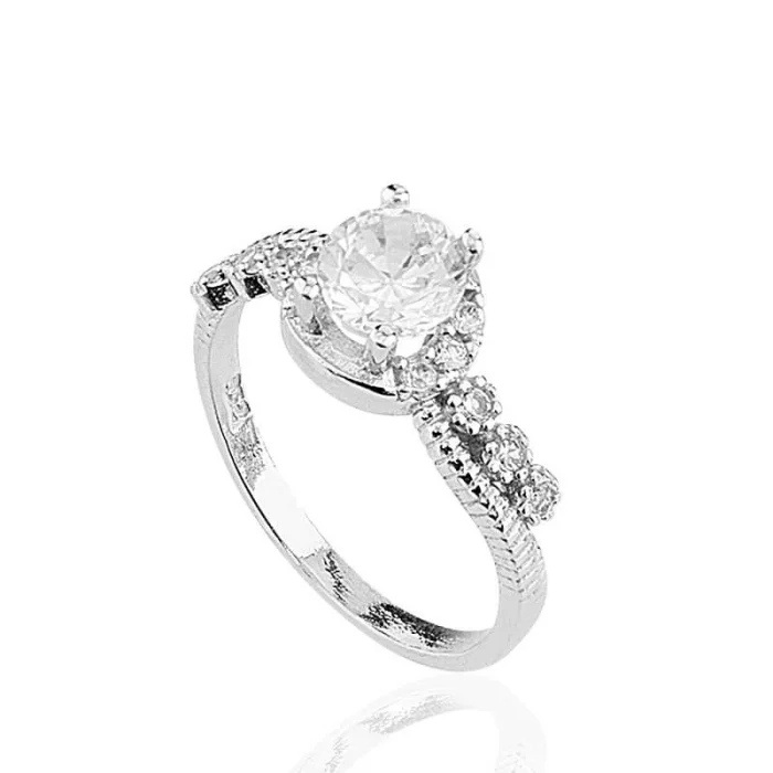 Luz&Pos Gümüş Tek Taş Bayan Yüzük