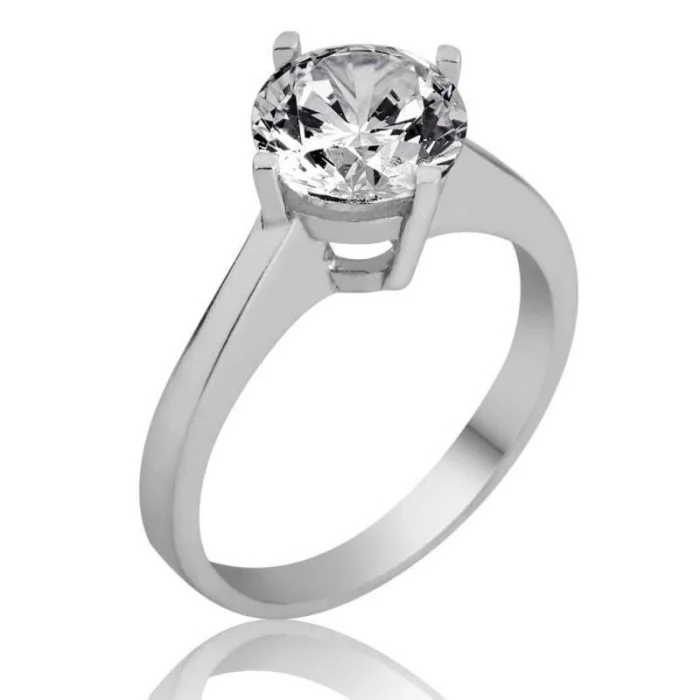 Luz&Pos Gümüş Tek Taş Bayan Yüzük