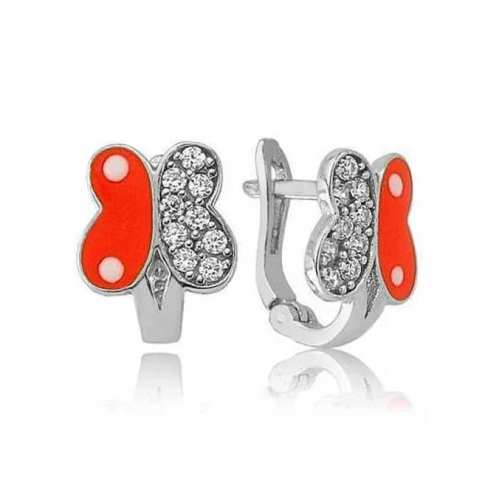 Luz&Pos Gümüş Turuncu Kelebek Çocuk Küpesi