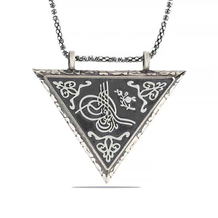 Luz&Pos Gümüş Üçgen İçi Açılabilen Tuğra Muskalık Kolye