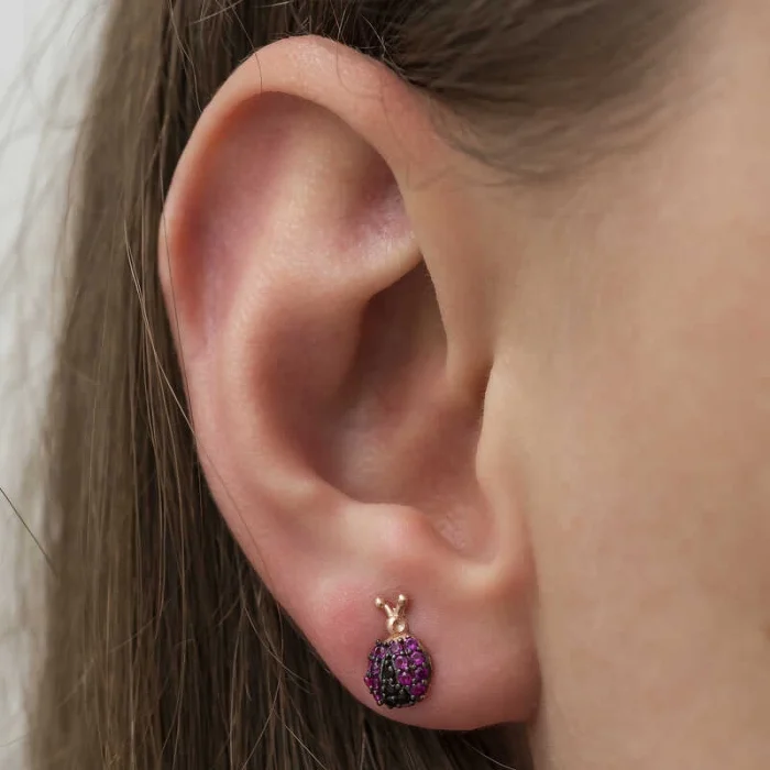 Luz&Pos Gümüş Uğur Böceği Küpe