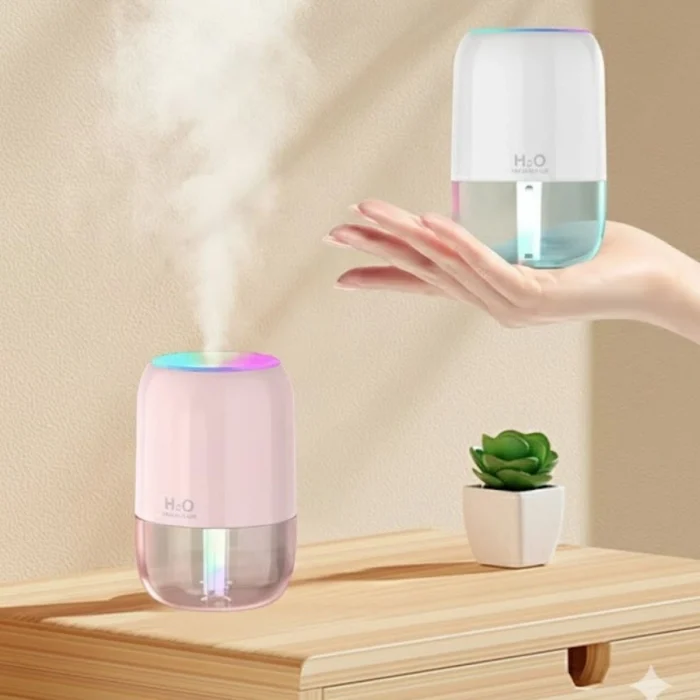 H2o Model Şeffaf Hazneli Hava Nemlendirici-ultrasonik Soğuk Buhar Makinesi, Led Işıklı Masaüstü Oda Nemlendirici