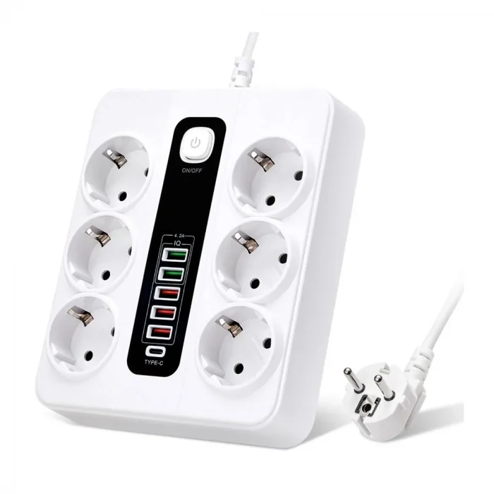 Hp-h04 3000w 10amper 6’lı 2metre Uzatma Kablolu Çoklu Termal Akım Priz