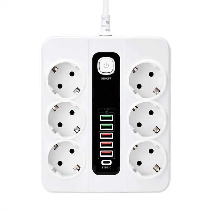 Hp-h04 3000w 10amper 6’lı 2metre Uzatma Kablolu Çoklu Termal Akım Priz