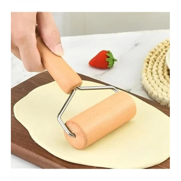 Ahşap Saplı Rulo Hamur Açıcı Merdane Pürüzsüz Oklava Pizza Börek Açma Silindir