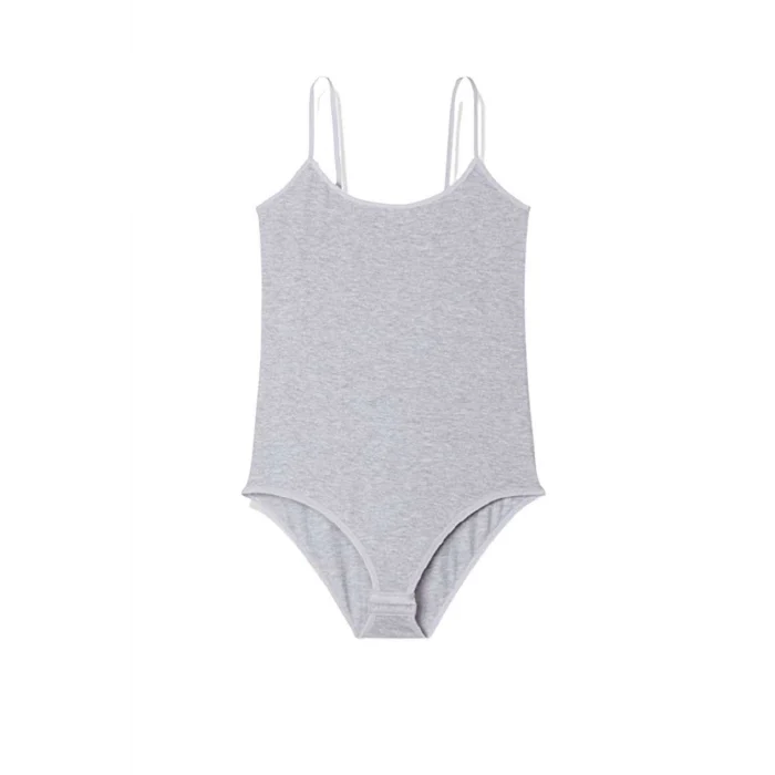 İp Askılı Kadın Çıtçıtlı Body Gri