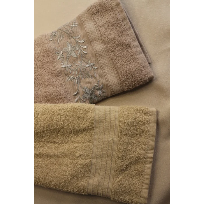 İpekçe Havlu Set 2Li Jakarlı Kumru 50X90
