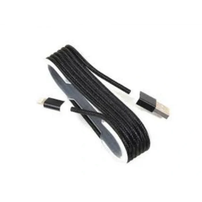 İphone Örgü Şeklinde Renkli Çelik Şarj Data Kablosu - Siyah