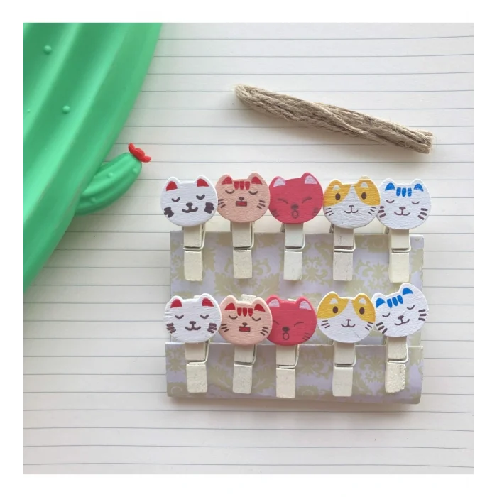 İpli Mandallı Kedili Fotoğraf Albümü Kedi Kafası Şekilli Mandal