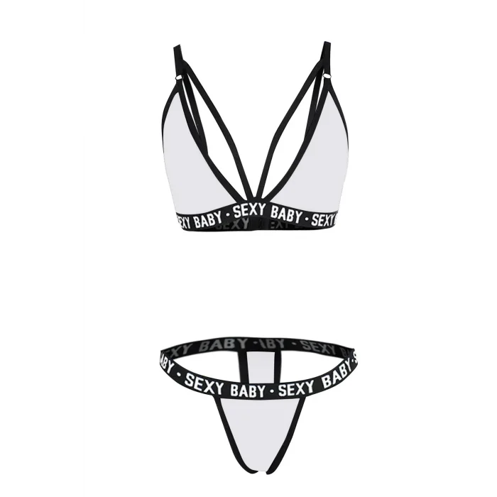 Kadın Beyaz Yazı Detaylı Ipli Sütyen Takımı – Modern, Konforlu ve Günlük Kombinlere Uygun