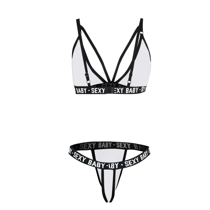 Kadın Beyaz Yazı Detaylı Ipli Sütyen Takımı – Modern, Konforlu ve Günlük Kombinlere Uygun