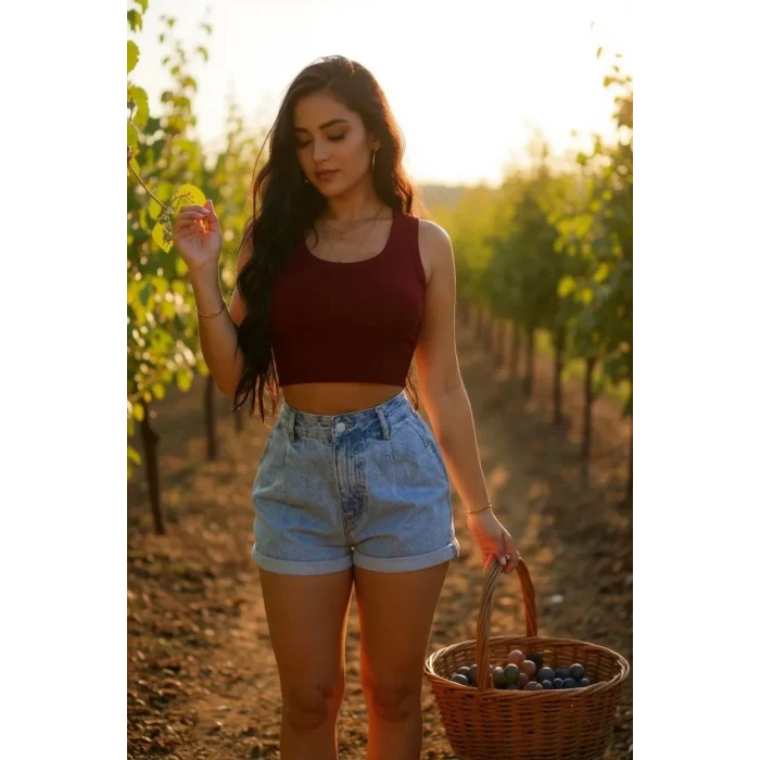 Kadın Bordo Kare Yaka Crop Top Bluz – Şık, Rahat ve Kolay Kombinlenebilir