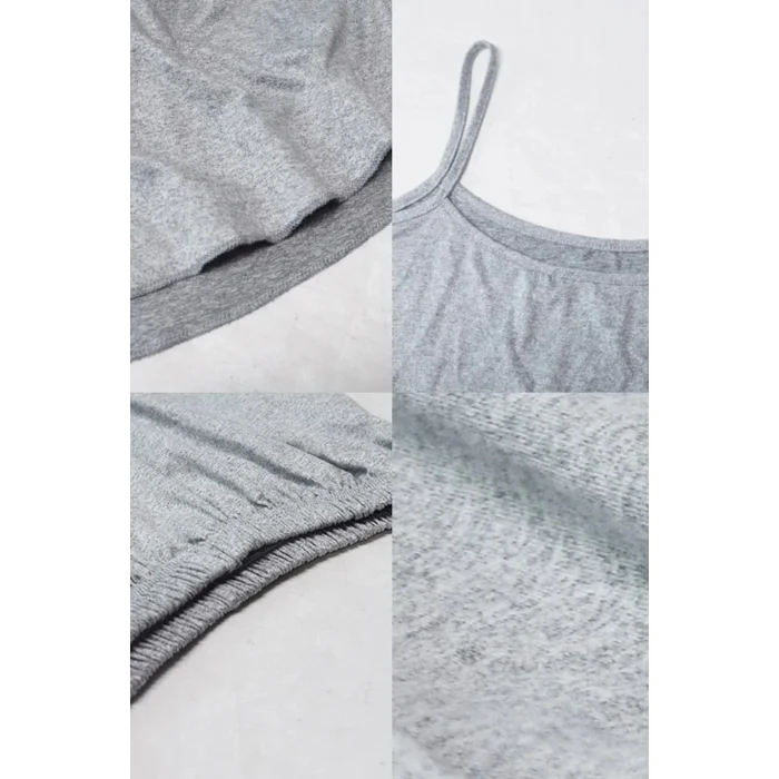 Kadın Gri Şortlu Penye Gecelik Takımı – Modern, Konforlu ve Günlük Kombinlere Uygun