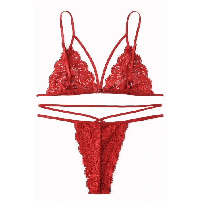 Kadın Kırmızı Dantel Sütyen Külot Takımı – Modern, Konforlu ve Günlük Kombinlere Uygun