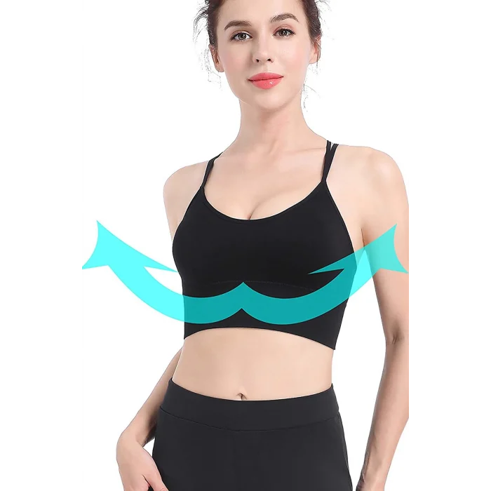 Kadın Siyah Çarpraz İpli Spor Büstiyer – Modern ve Şık Tasarım