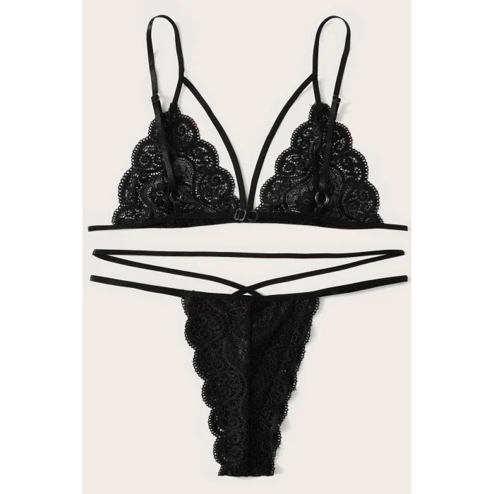 Kadın Siyah Dantel Sütyen Külot Takımı – Modern, Konforlu ve Günlük Kombinlere Uygun