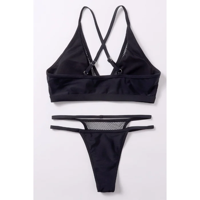 Kadın Siyah File Detaylı Iç Çamaşır Takımı – Modern, Konforlu ve Günlük Kombinlere Uygun