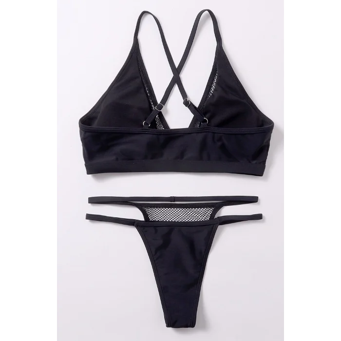 Kadın Siyah File Detaylı Iç Çamaşır Takımı – Modern, Konforlu ve Günlük Kombinlere Uygun