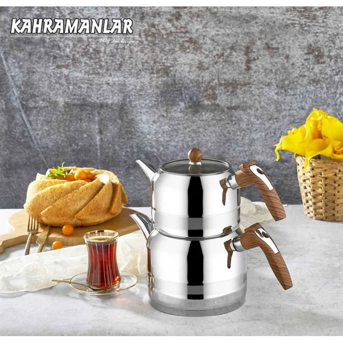 Kahramanlar Yağmur Ahşap Saplı Mega Çaydanlık