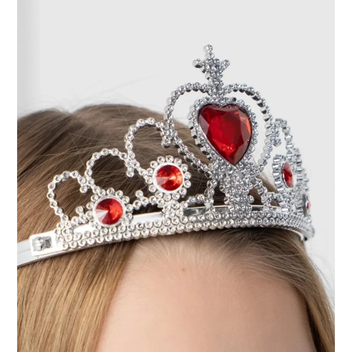 Kalp Taşlı Kırmızı Renk Karlar Ülkesi Elsa Anna Frozen Tacı