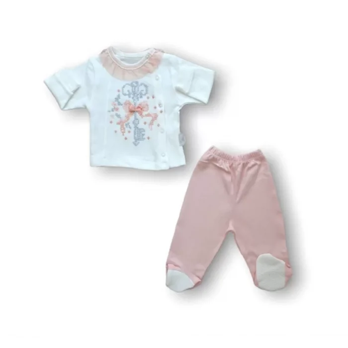 Luz&Pos Kanaviçe Nakışlı  5li Zıbın Takımı Hastane Çıkışı Pudra