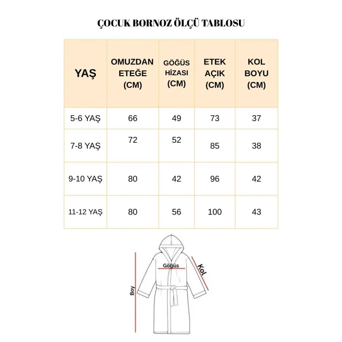 Kapşonlu Unisex &#37;100 Pamuklu Çocuk Banyo Bornozu Bear