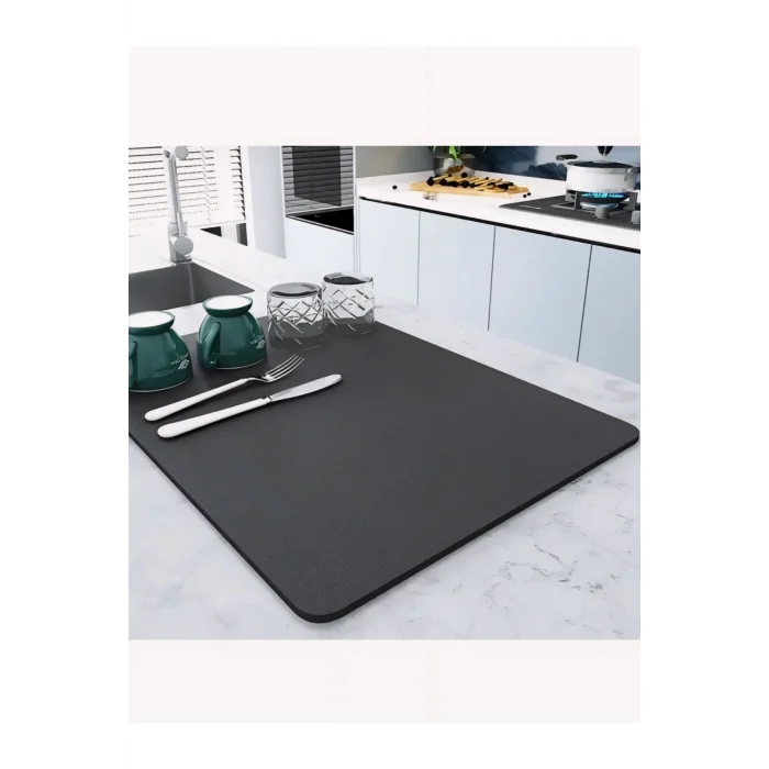 Kaymaz Tabanlı Çok Amaçlı Su Emici Sihirli Tezgah Üstü Bulaşık Yıkama Kurulama Kurutma Matı