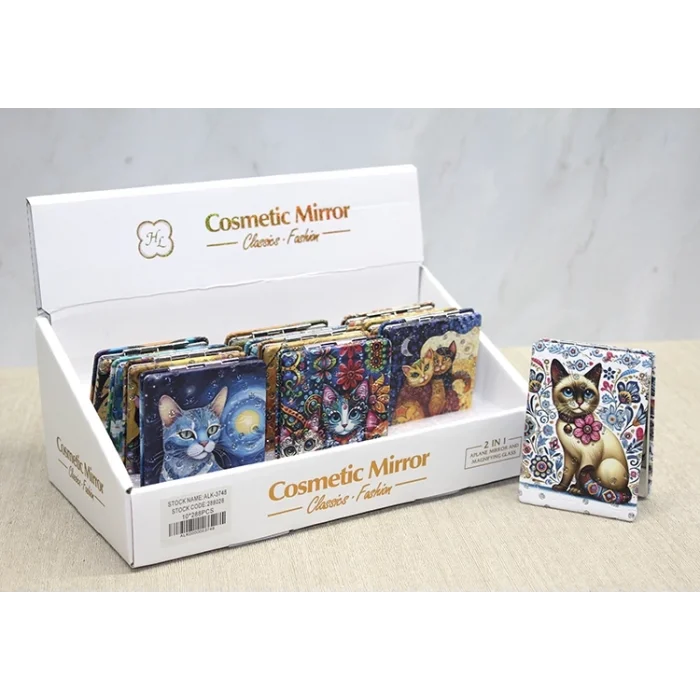 Kedi Taşlı El Aynası Dikdörtgen İnce Alk3748