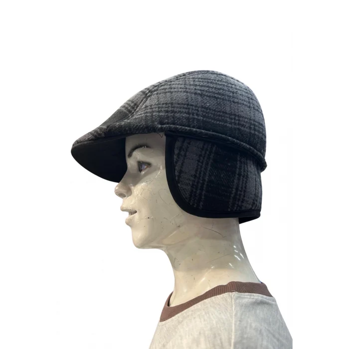 Kışlık Kulaklı Ekose Ördek Şapka Koyu Renk