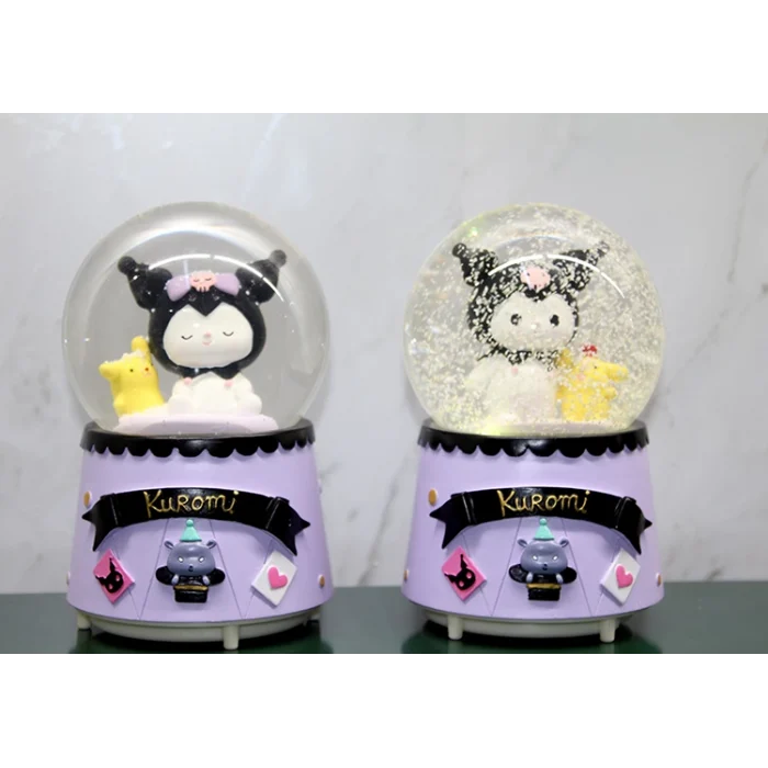 Kuromi İçi Dönmeli Püskürtmeli Işıklı Müzikli Kar Küresi Büyük Boy Model 2