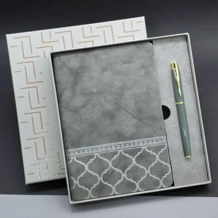 Kutulu Deri Defter Roller Kalem Set