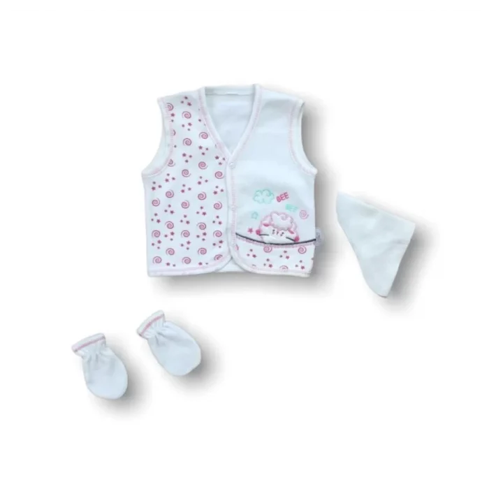 Luz&Pos Kuzucuk Nakışlı  5li Zıbın Takımı Hastane Çıkışı Ekru