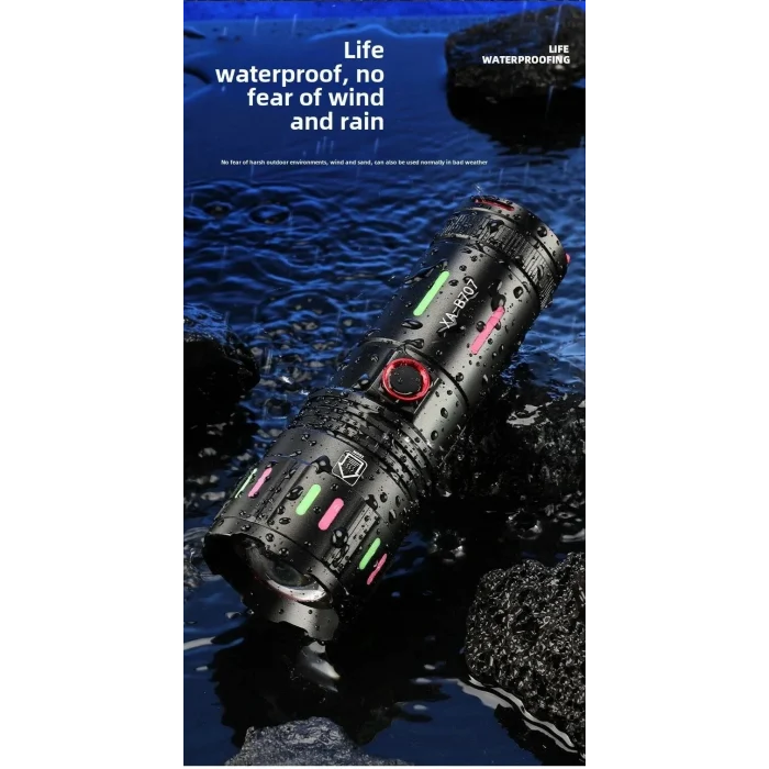 Led El Feneri 2000 Lümen Usb Şarj Edilebilir Flash Işığı Yüksek Güçlü El Feneri Taktiksel Uzun Menzil El Lambası Xa-b707