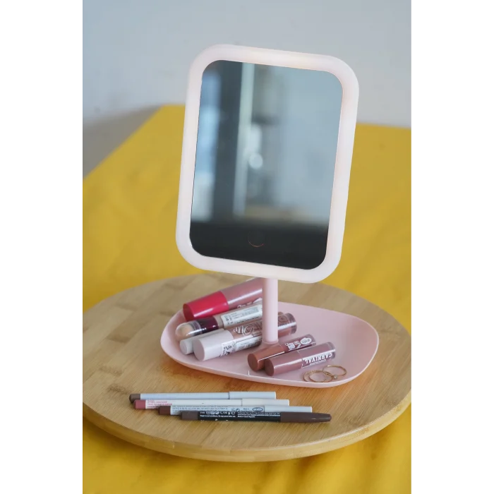 Led Işıklı Kare Makyaj Aynası Şarj edilebilir 3 Farklı Renk