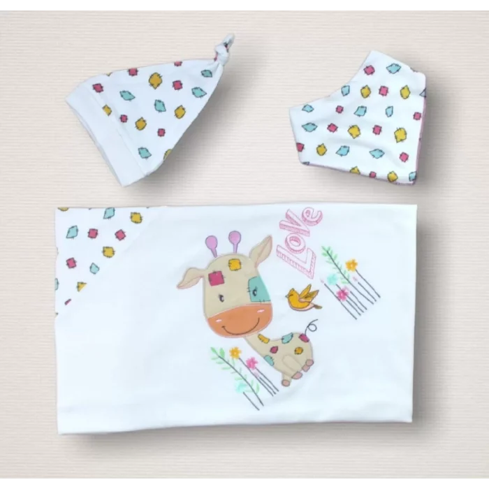 Luz&Pos Love Zürafa Nakışlı  10lu Zıbın Takımı Hastane Çıkışı Ekru